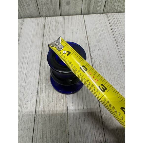 Vintage Cobalt Blue Candlestick Taper Holders Footed Glass 2.5" - Set of 2 - Picture 5 of 5